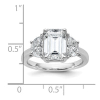 14kw 1ct Lab Grown Dia VS+ F+ Semi Emerald & 1/2 Moon 3 Stone Eng Ring