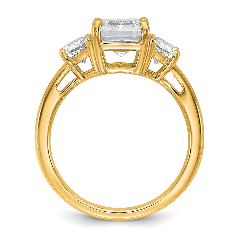 14k 1ct Lab Grown Dia VS+ F+ Semi Emerald & 1/2 Moon 3 Stone Eng Ring