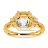 14k 1ct Lab Grown Dia VS+ F+ Semi Emerald & 1/2 Moon 3 Stone Eng Ring