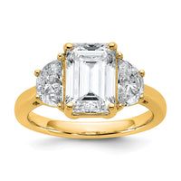 14k 1ct Lab Grown Dia VS/SI+ G+ Semi Emerald & 1/2 Moon 3 Stone Eng Ring