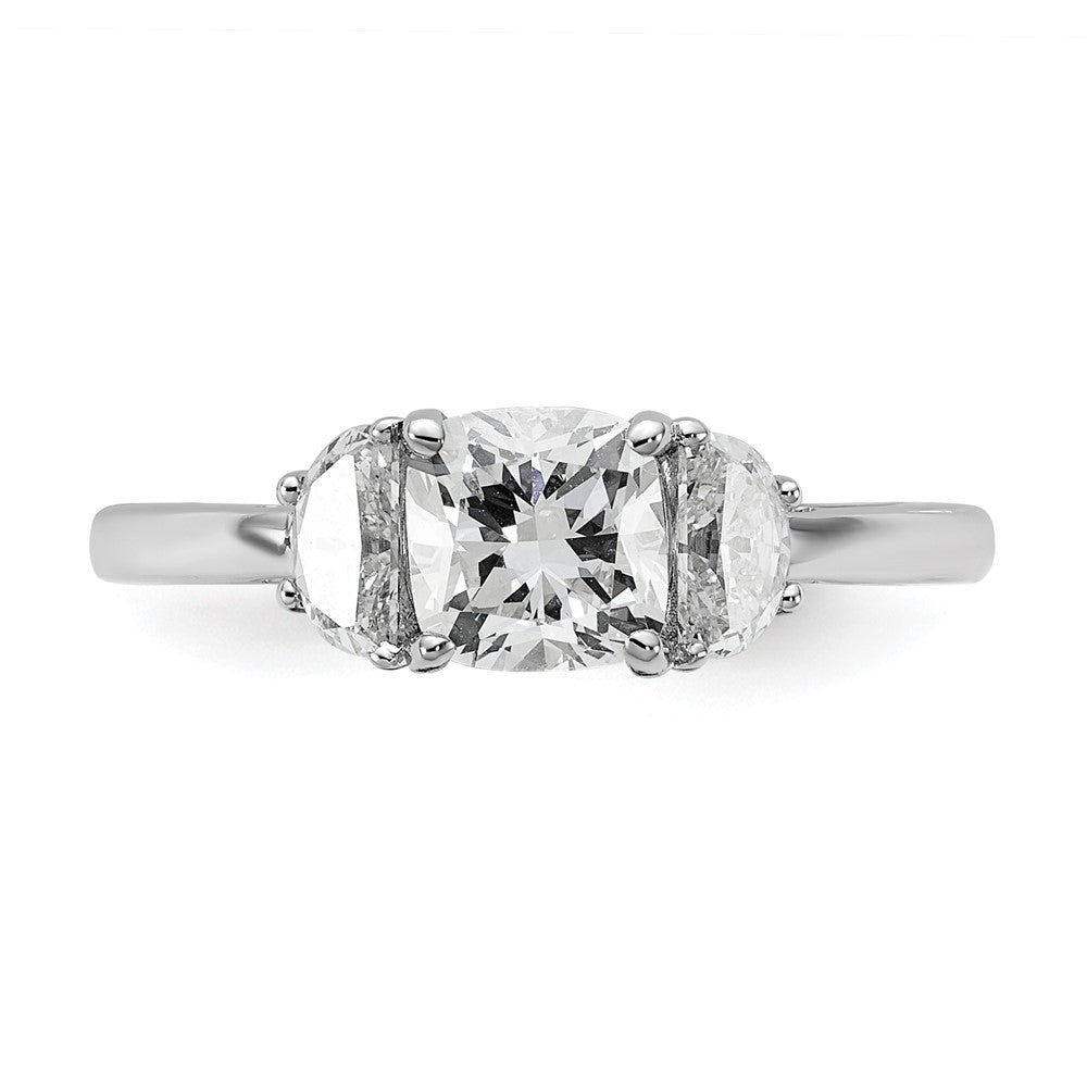 14kw 1 3/8ct Cert Lab Grown Dia VS/SI+ G+ Comp Cushion&Half Moon Eng Ring