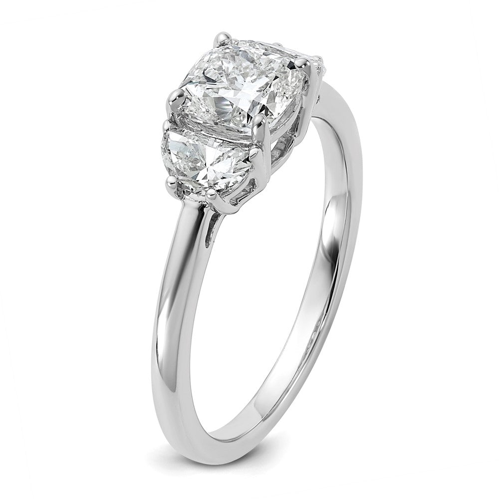 14kw 1 3/8ct Cert Lab Grown Dia VS/SI+ G+ Comp Cushion&Half Moon Eng Ring