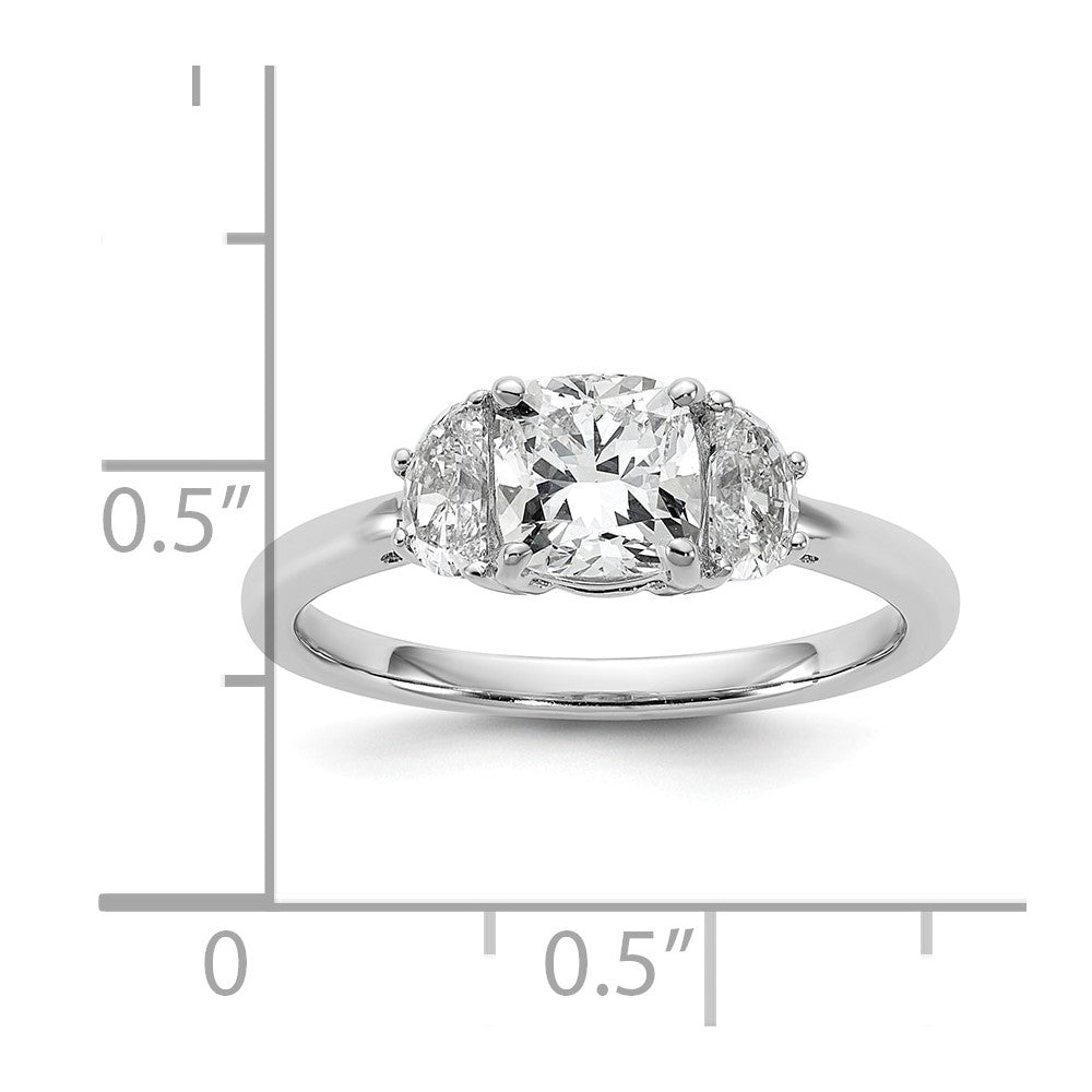 14kw 1 3/8ct Cert Lab Grown Dia VS/SI+ G+ Comp Cushion&Half Moon Eng Ring