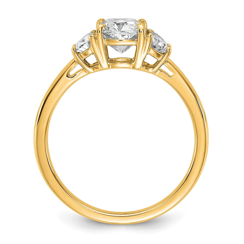 14k 1 3/8ct Cert Lab Grown Dia VS+ F+ Comp Cushion&Half Moon Eng Ring