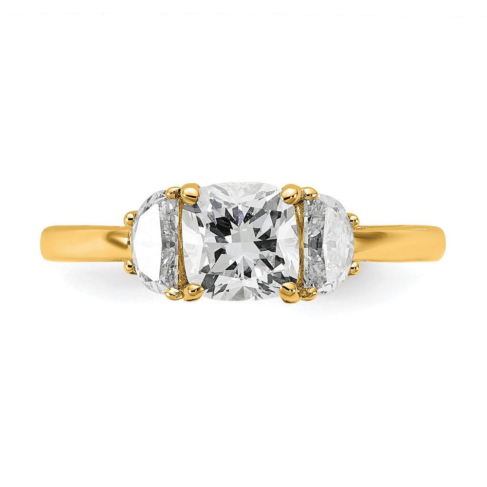 14k 1 3/8ct Cert Lab Grown Dia VS+ F+ Comp Cushion&Half Moon Eng Ring