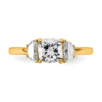 14k 1 3/8ct Cert Lab Grown Dia VS+ F+ Comp Cushion&Half Moon Eng Ring