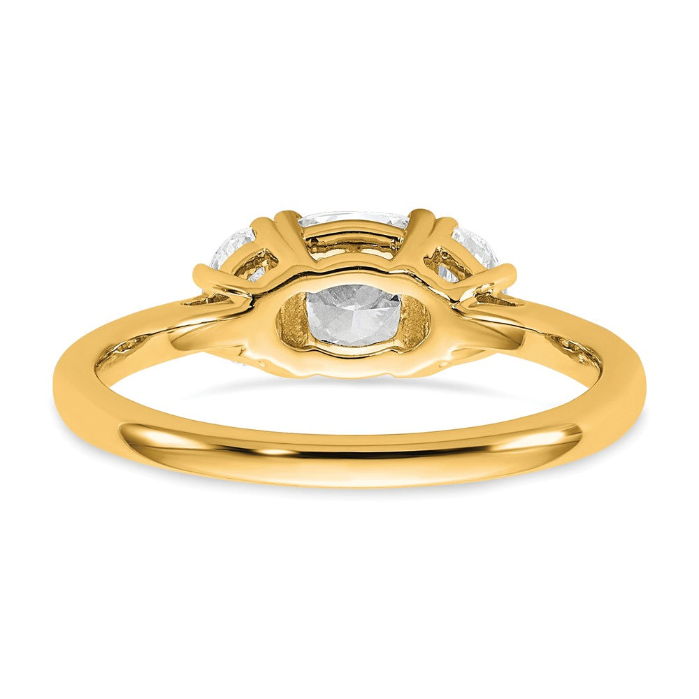 14k 3/8ct Lab Grown Dia VS/SI+ G+ Half Moon&1ct Cushion Semi Eng Ring