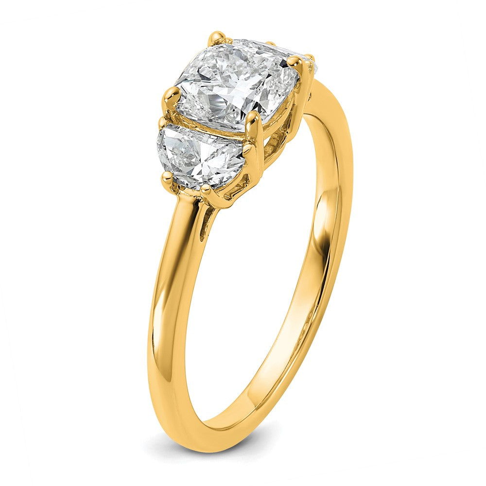 14k 3/8ct Lab Grown Diamond VS+ F+ Half Moon&1ct Cushion Semi Eng Ring