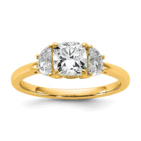 14k 3/8ct Lab Grown Diamond VS+ F+ Half Moon&1ct Cushion Semi Eng Ring