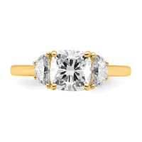14k 2ct Cert Lab Grown Diamond VS+ F+ Comp Cushion&Half Moon Eng Ring
