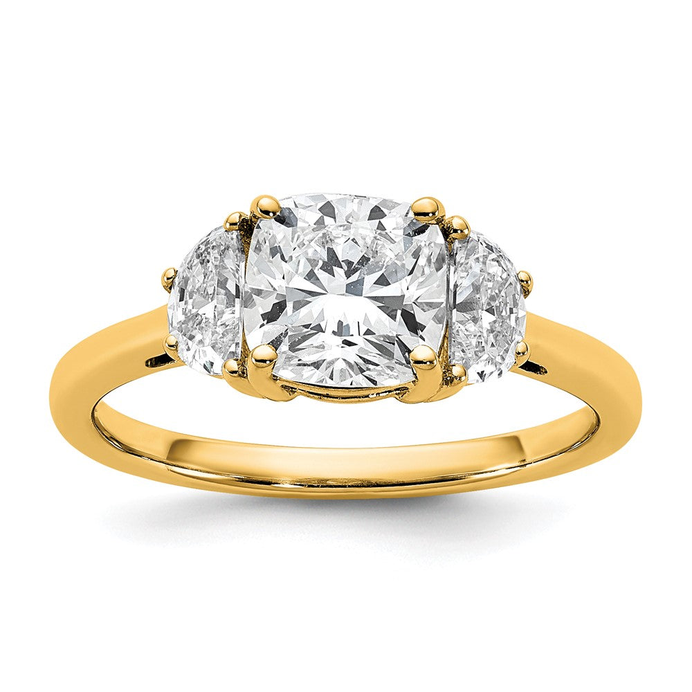 14k 2ct Cert Lab Grown Diamond VS+ F+ Comp Cushion&Half Moon Eng Ring