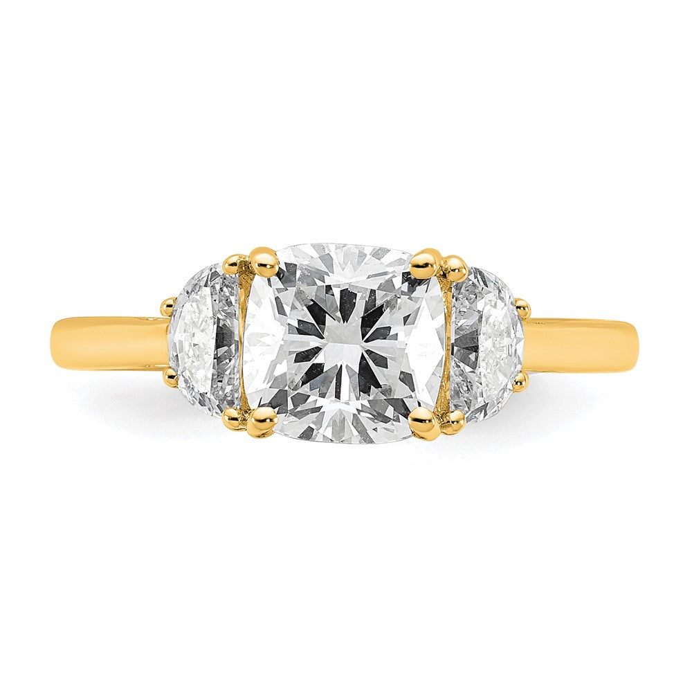 14k 1/2ct Lab Grown Dia VS/SI+ G+ Half Moon&1 1/2ct Cushion Semi Eng Ring
