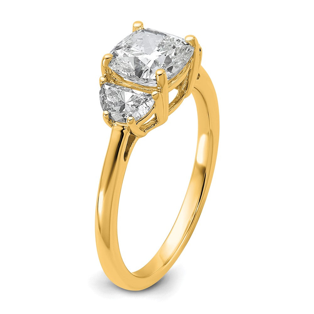 14k 1/2ct Lab Grown Dia VS/SI+ G+ Half Moon&1 1/2ct Cushion Semi Eng Ring