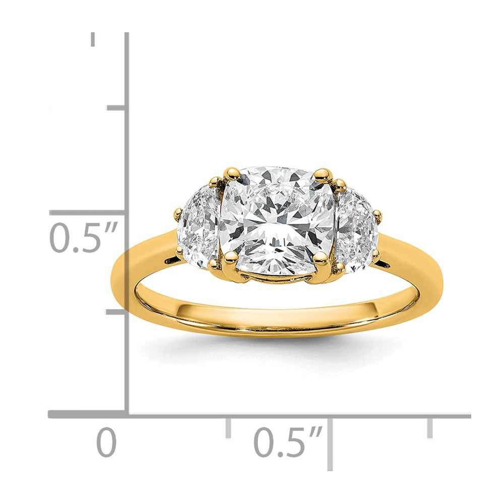 14k 1/2ct Lab Grown Dia VS/SI+ G+ Half Moon&1 1/2ct Cushion Semi Eng Ring