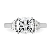 14kw 2 1/2ct Cert Lab Grown Dia VS+ F+ Comp Cushion&Half Moon Eng Ring