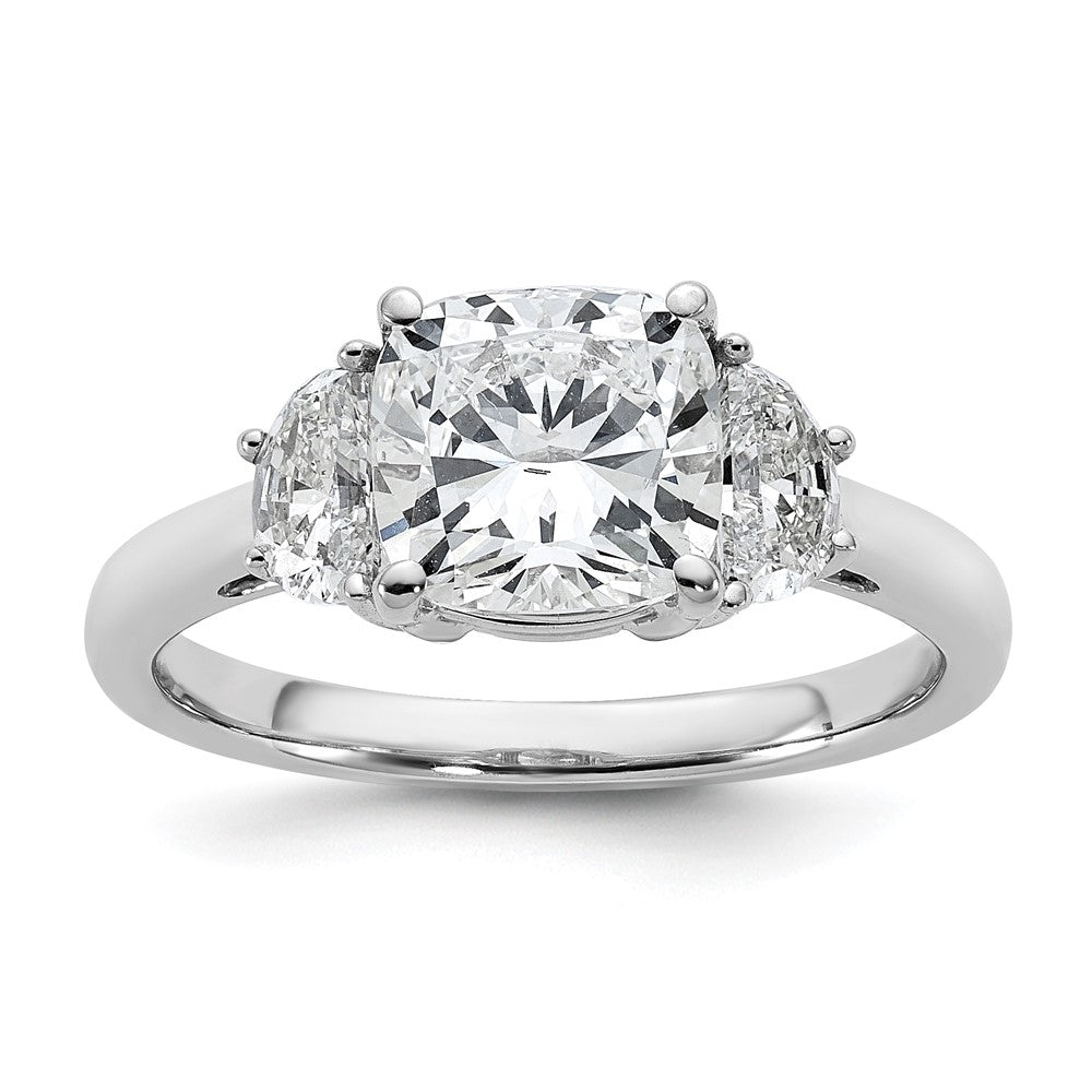 14kw 2 1/2ct Cert Lab Grown Dia VS+ F+ Comp Cushion&Half Moon Eng Ring