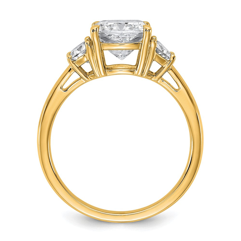 14k 2 1/2ct Cert Lab Grown Dia VS/SI+ G+ Comp Cushion&Half Moon Eng Ring