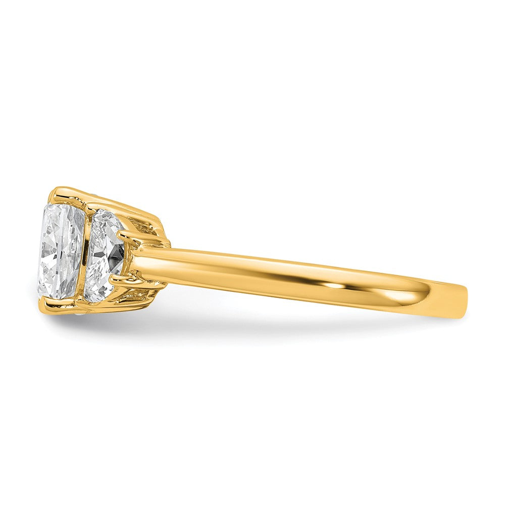 14k 2 1/2ct Cert Lab Grown Dia VS/SI+ G+ Comp Cushion&Half Moon Eng Ring