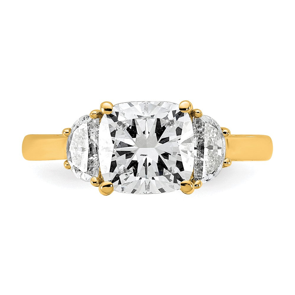 14k 2 1/2ct Cert Lab Grown Dia VS/SI+ G+ Comp Cushion&Half Moon Eng Ring