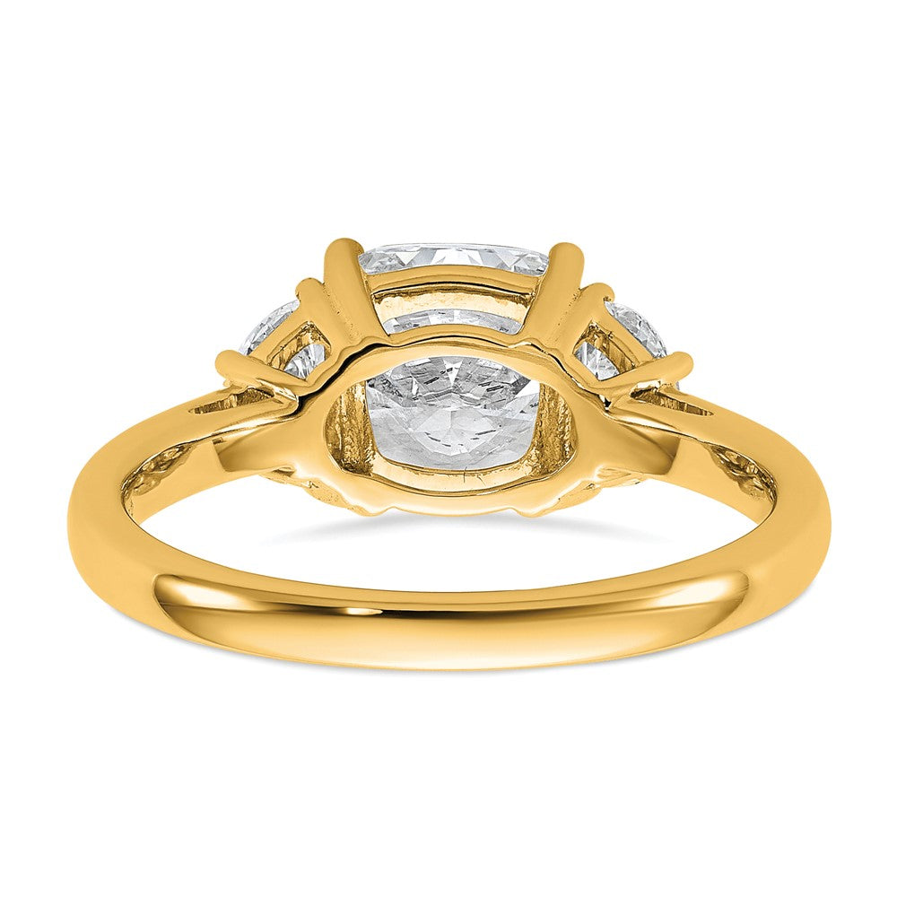 14k 2 1/2ct Cert Lab Grown Dia VS/SI+ G+ Comp Cushion&Half Moon Eng Ring