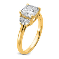 14k 2 1/2ct Cert Lab Grown Dia VS/SI+ G+ Comp Cushion&Half Moon Eng Ring