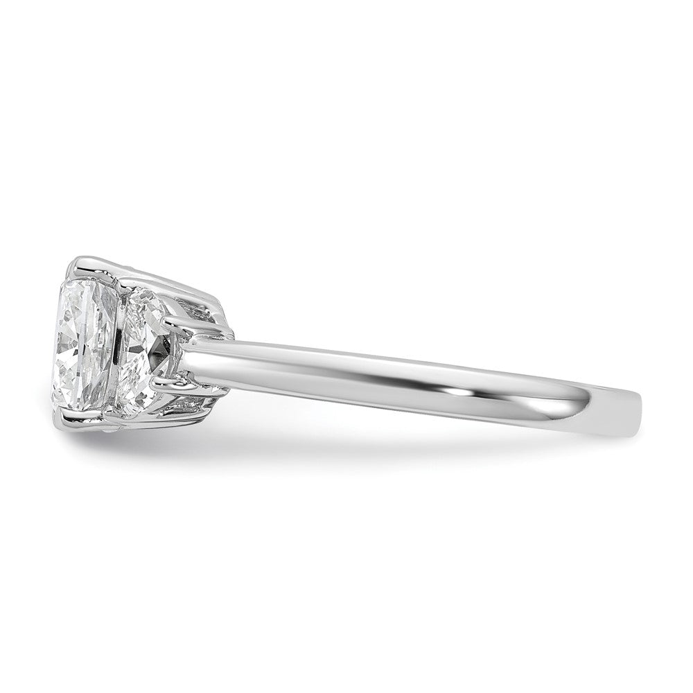 14kw 1/2ct Lab Grown Diamond VS+ F+ Half Moon&2ct Cushion Semi Eng Ring