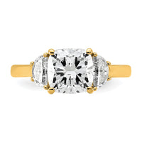 14k 1/2ct Lab Grown Dia VS/SI+ G+ Half Moon&2ct Cushion Semi Eng Ring