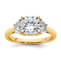 14k 1/2ct Lab Grown Dia VS/SI+ G+ Half Moon&2ct Cushion Semi Eng Ring