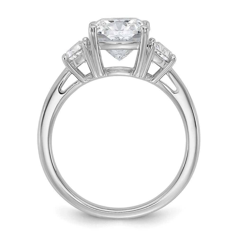 14kw 3 1/8ct Cert Lab Grown Dia VS+ F+ Comp Cushion&Half Moon Eng Ring