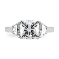 14kw 3 1/8ct Cert Lab Grown Dia VS+ F+ Comp Cushion&Half Moon Eng Ring