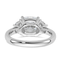 14kw 3 1/8ct Cert Lab Grown Dia VS+ F+ Comp Cushion&Half Moon Eng Ring