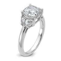 14kw 3 1/8ct Cert Lab Grown Dia VS+ F+ Comp Cushion&Half Moon Eng Ring