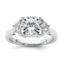 14kw 3 1/8ct Cert Lab Grown Dia VS+ F+ Comp Cushion&Half Moon Eng Ring