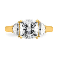 14k 3 1/8ct Cert Lab Grown Dia VS+ F+ Comp Cushion&Half Moon Eng Ring