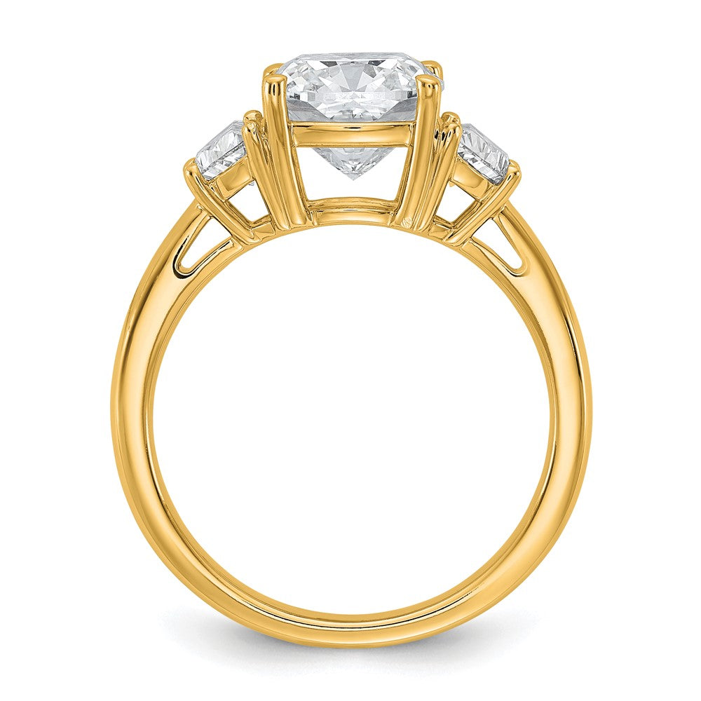 14k 5/8ct Lab Grown Dia VS/SI+ G+ Half Moon&2 1/2ct Cushion Semi Eng Ring