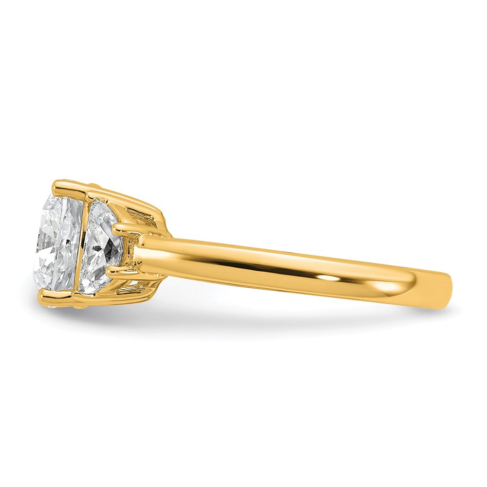 14k 5/8ct Lab Grown Dia VS+ F+ Half Moon&2 1/2ct Cushion Semi Eng Ring