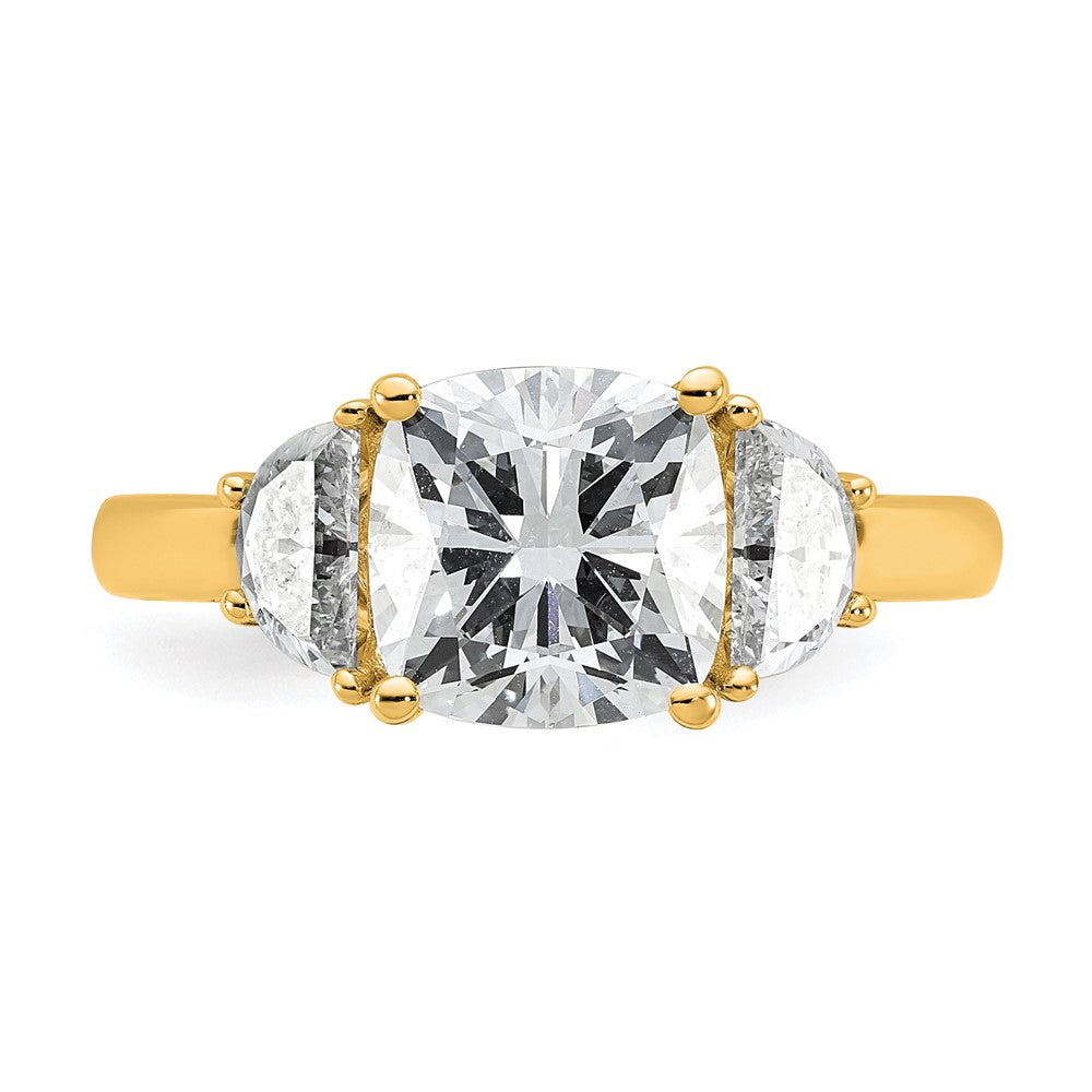 14k 5/8ct Lab Grown Dia VS/SI+ G+ Half Moon&2 1/2ct Cushion Semi Eng Ring
