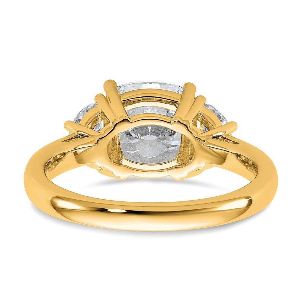 14k 5/8ct Lab Grown Dia VS/SI+ G+ Half Moon&2 1/2ct Cushion Semi Eng Ring