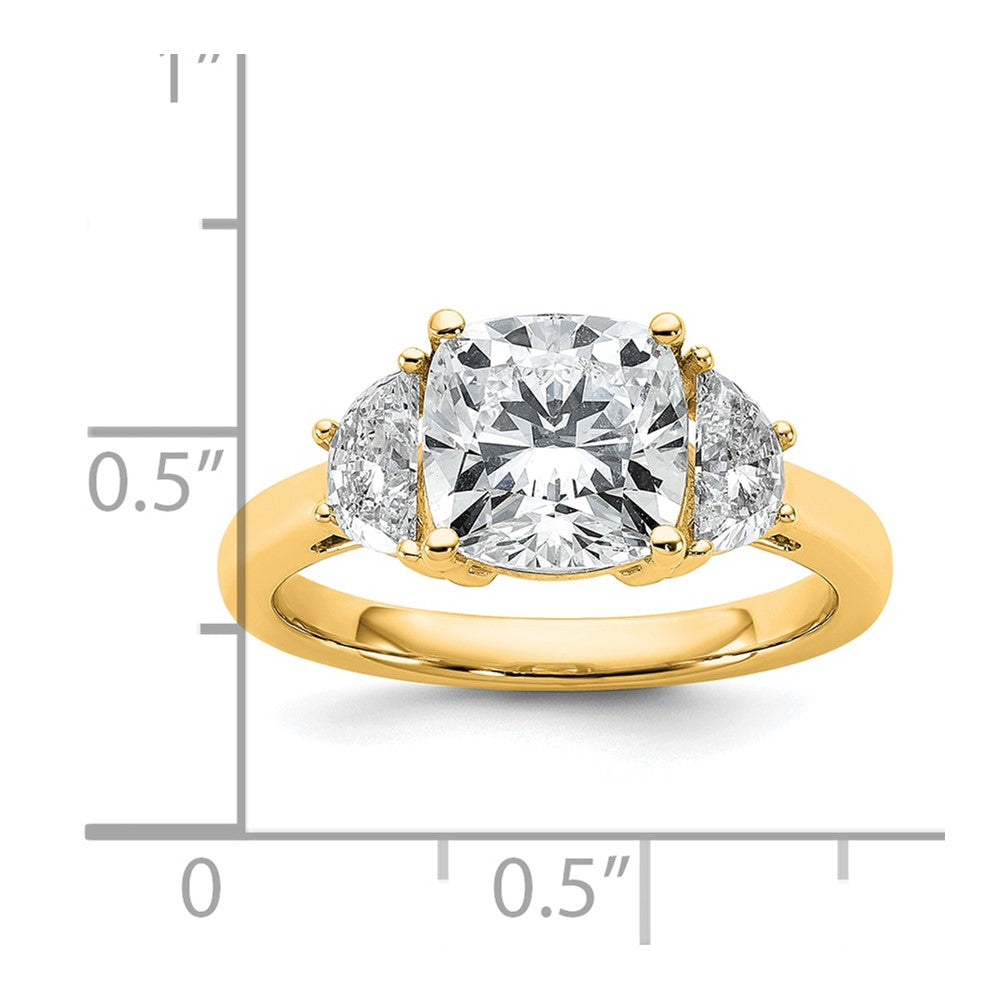 14k 5/8ct Lab Grown Dia VS+ F+ Half Moon&2 1/2ct Cushion Semi Eng Ring