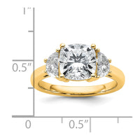 14k 5/8ct Lab Grown Dia VS+ F+ Half Moon&2 1/2ct Cushion Semi Eng Ring
