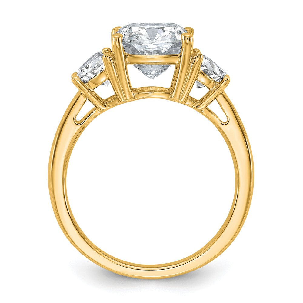 14k 4ct Cert Lab Grown Dia VS/SI+ G+ Comp Cushion&Half Moon Eng Ring