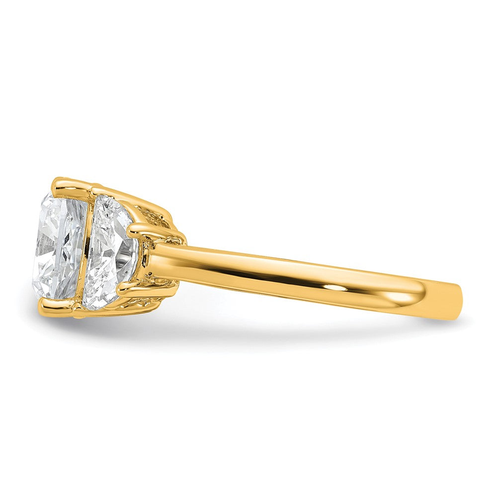 14k 4ct Cert Lab Grown Dia VS/SI+ G+ Comp Cushion&Half Moon Eng Ring