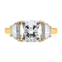 14k 4ct Cert Lab Grown Dia VS/SI+ G+ Comp Cushion&Half Moon Eng Ring