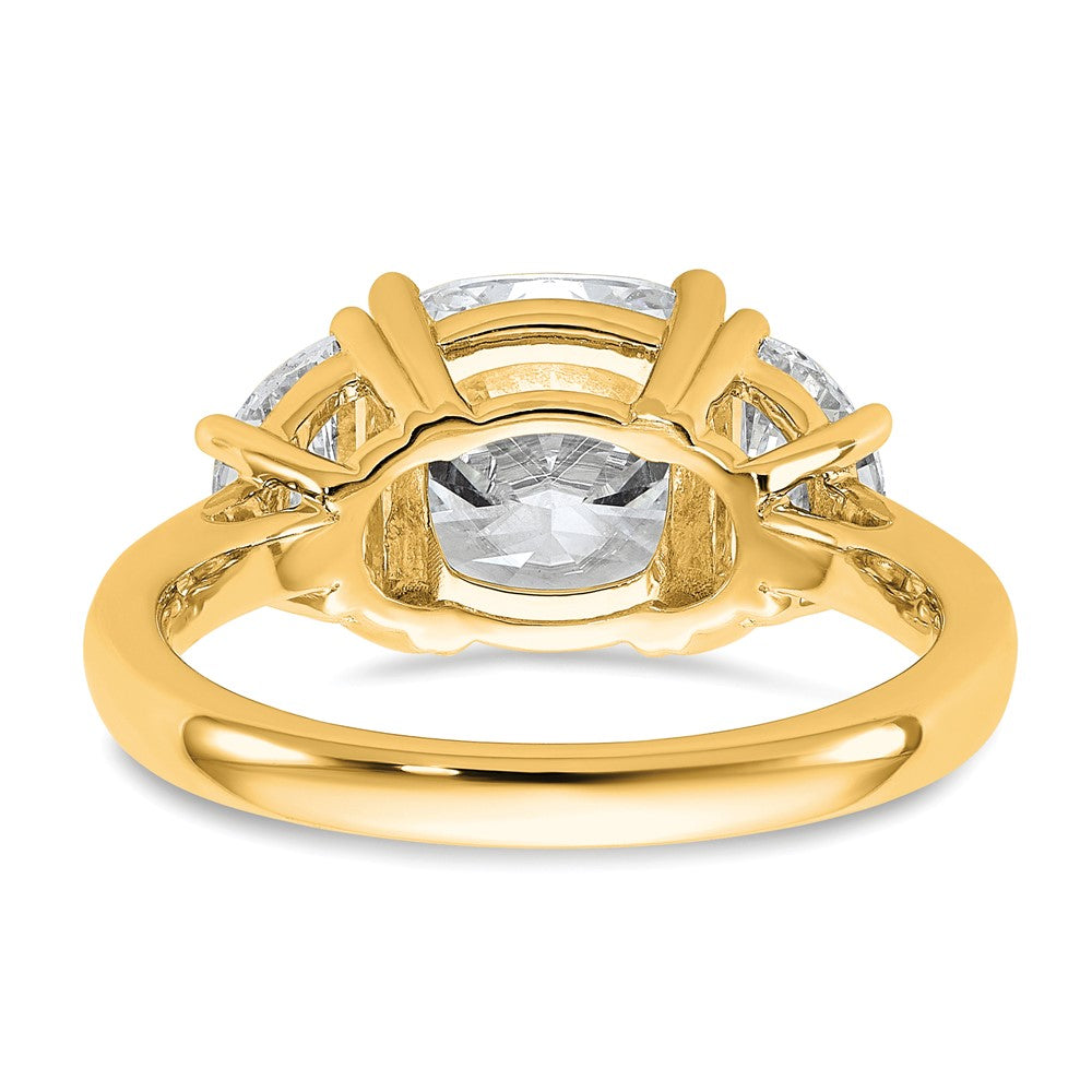 14k 4ct Cert Lab Grown Dia VS/SI+ G+ Comp Cushion&Half Moon Eng Ring