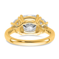 14k 4ct Cert Lab Grown Dia VS/SI+ G+ Comp Cushion&Half Moon Eng Ring