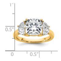 14k 4ct Cert Lab Grown Dia VS/SI+ G+ Comp Cushion&Half Moon Eng Ring