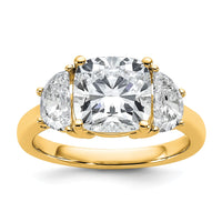 14k 4ct Cert Lab Grown Dia VS/SI+ G+ Comp Cushion&Half Moon Eng Ring