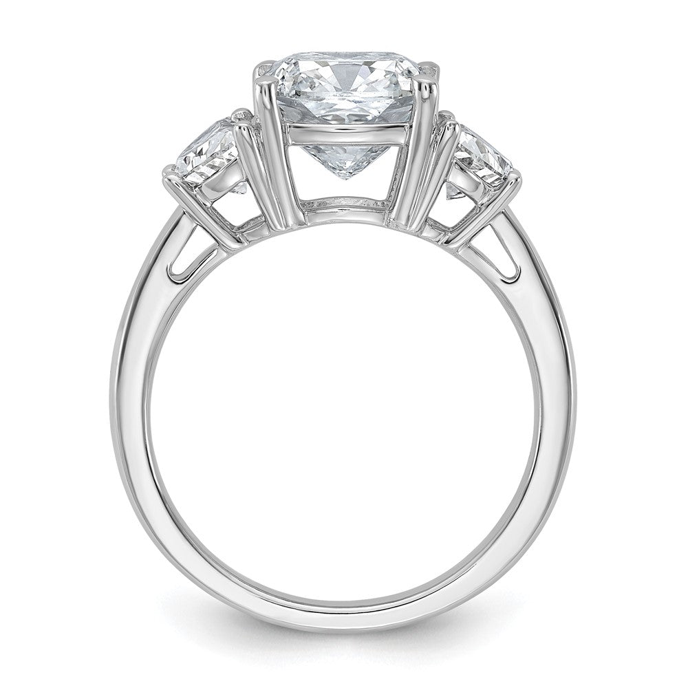 14kw 1ct Lab Grown Diamond VS+ F+ Half Moon&3ct Cushion Semi Eng Ring