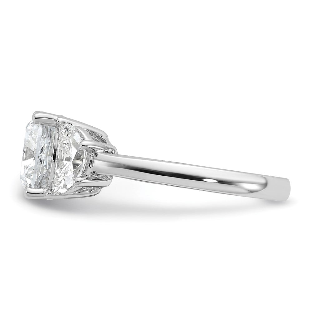 14kw 1ct Lab Grown Diamond VS+ F+ Half Moon&3ct Cushion Semi Eng Ring