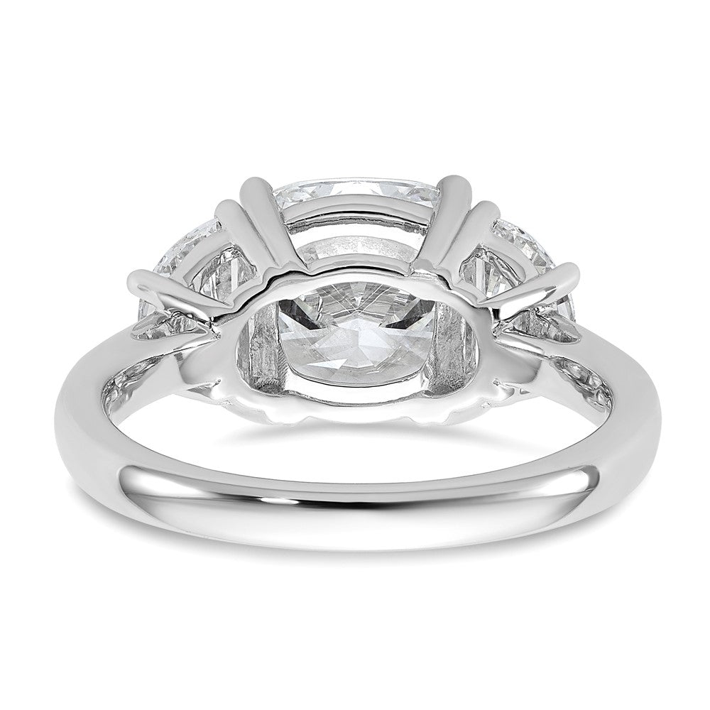 14kw 1ct Lab Grown Dia VS/SI+ G+ Half Moon&3ct Cushion Semi Eng Ring